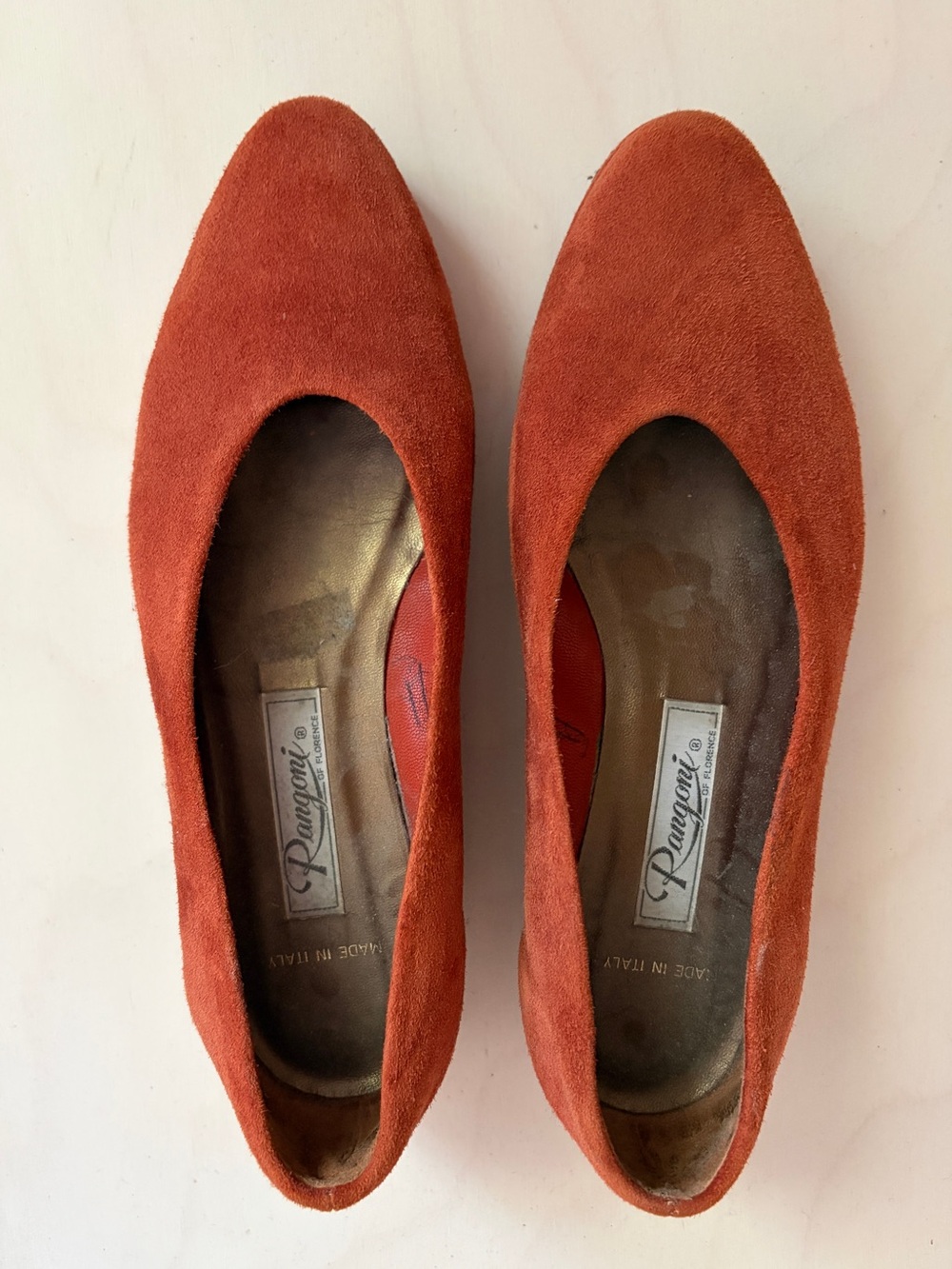 Made in Italy Terracotta Suede Mini Wedge Flats